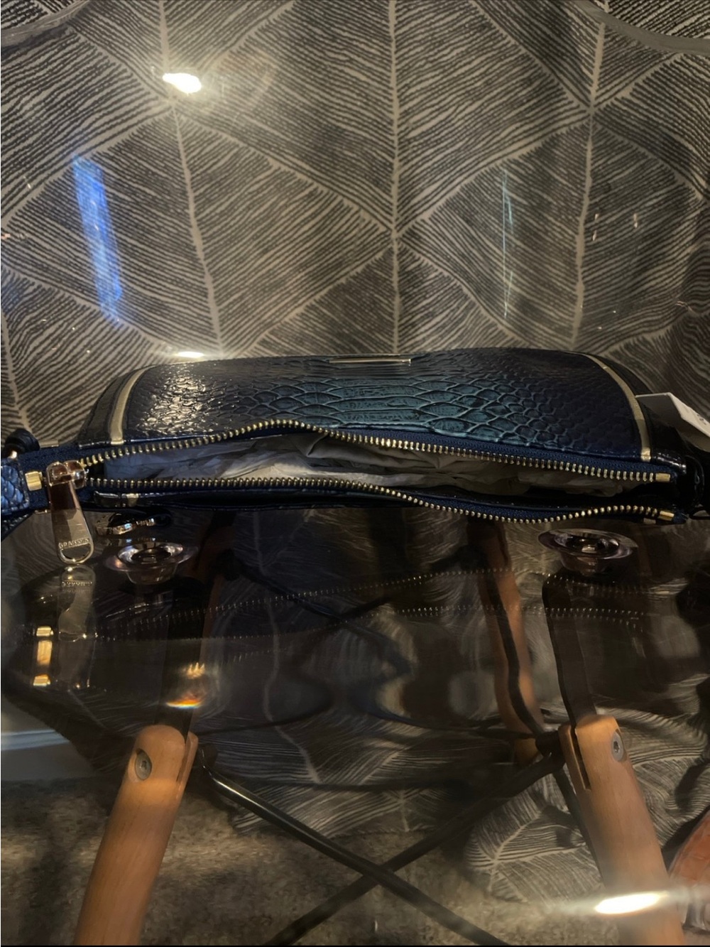 Brahmin Metallic Blue Ombre Embossed Crossbody - Picture 9 of 10